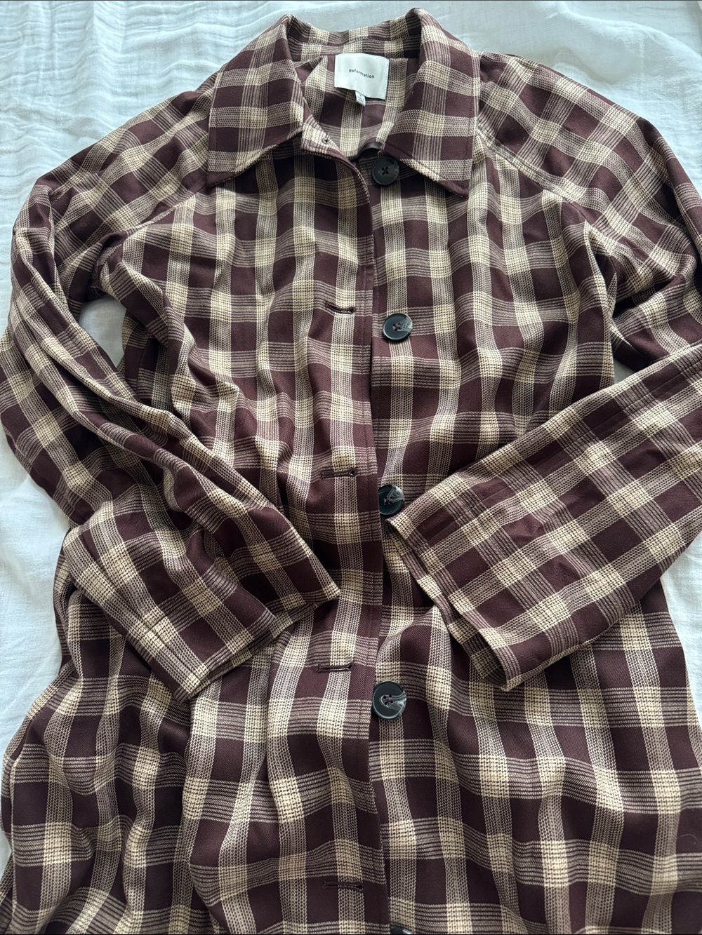 Reformation Beck Plaid Trench Coat - Picture 5 of 7